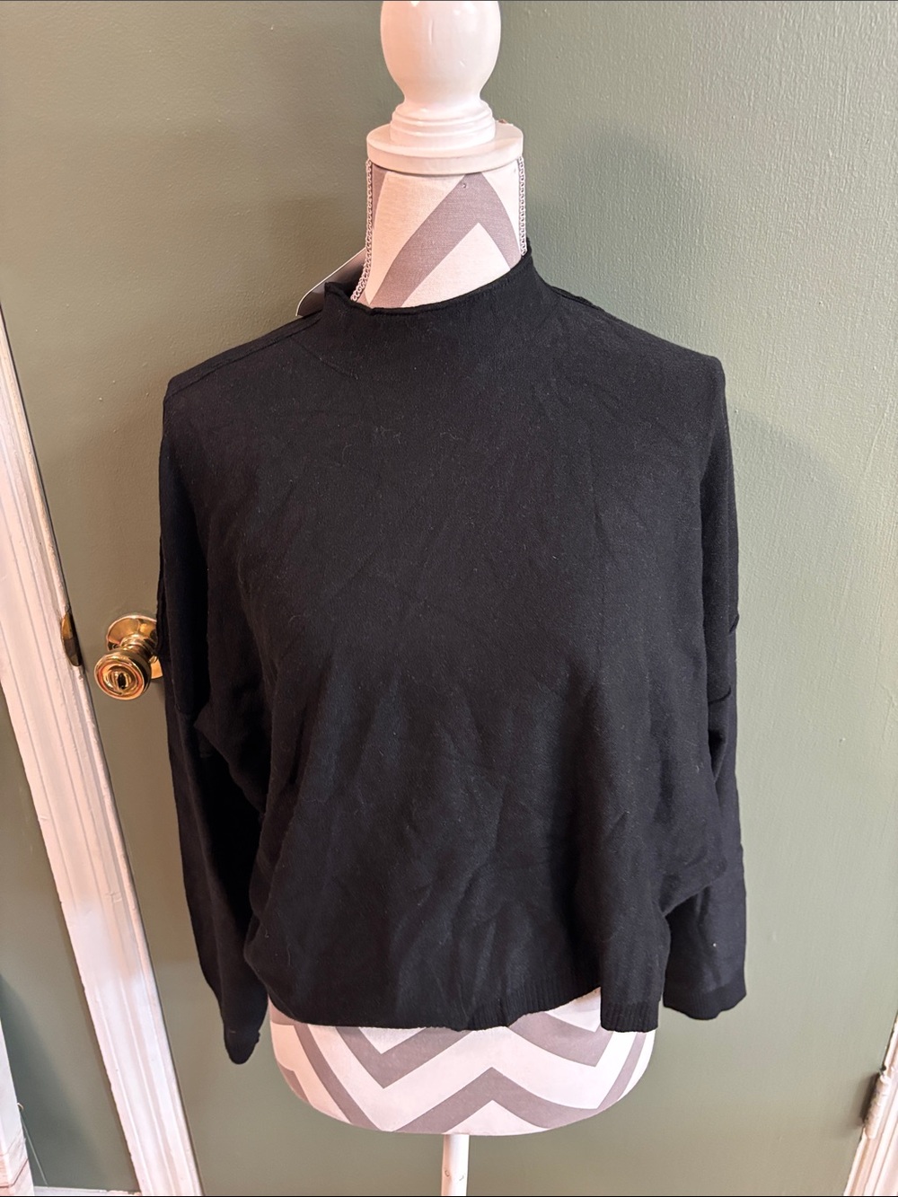 Black Mock Neck Women's Top